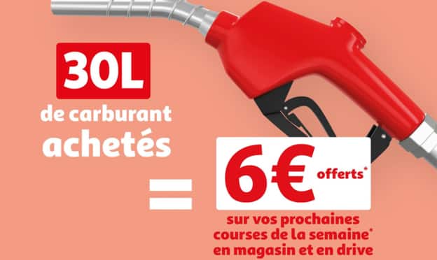 Carburants Auchan : 30L achetés = 6€ de remise