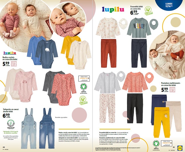 Gigoteuses et habits Lupilu pour bébé à petits prix chez Lidl
