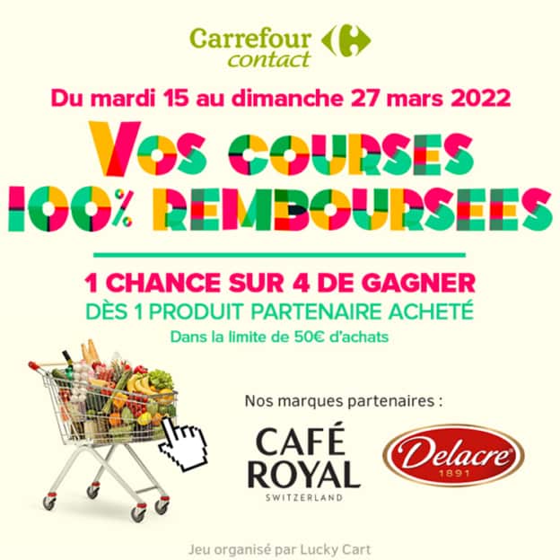 Jeu Carrefour Contact "Courses 100% remboursées" à code