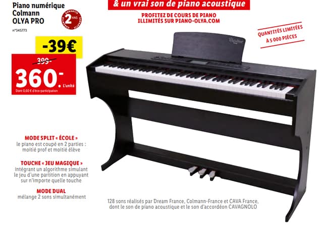 Piano numérique Colmann Oly Pro à petit prix chez Lidl