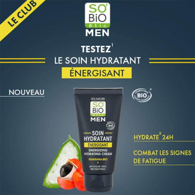 Test SO’BiO étic MEN : Soins hydratant énergisant gratuits