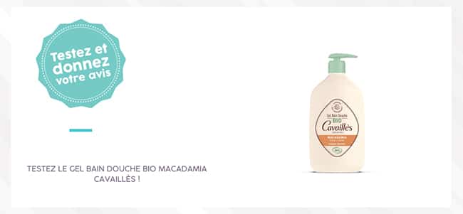 tester le gel bain douche bio macadamia de Cavaillès avec Aufeminin