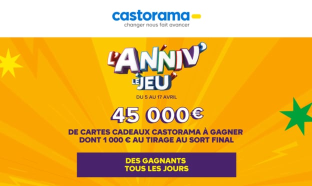 Jeu Anniversaire Castorama : 45’000€ de cartes cadeaux à gagner