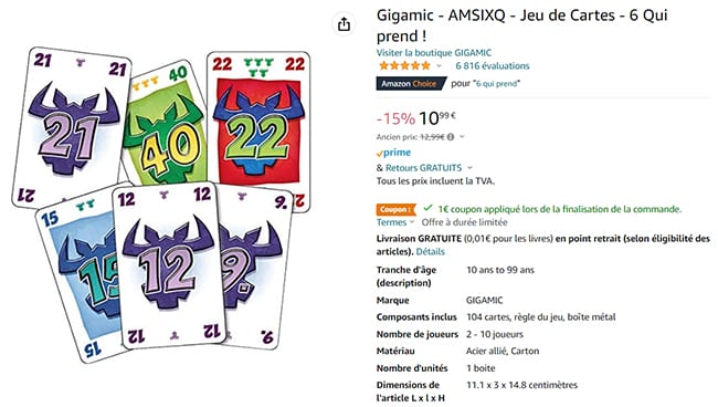 6 qui prend ,Jeu de société d'ambiance ,Gigamic