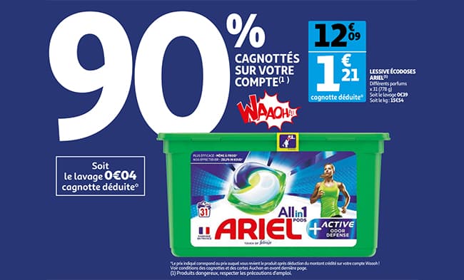 Lessive Ariel Pods en promo chez Auchan