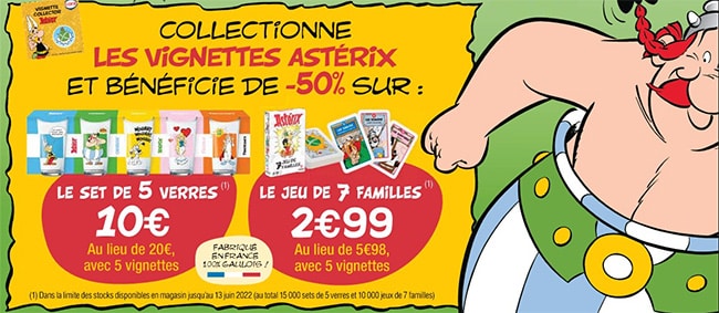 Bénéficiez de 50% de réduction sur les verres et le jeu de cartes Astérix