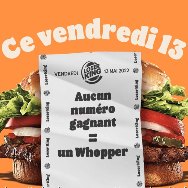 Burger King : Billet de loterie perdant = Whopper gratuit