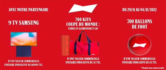 Cadeaux offerts au jeu Bud d'Intermarché