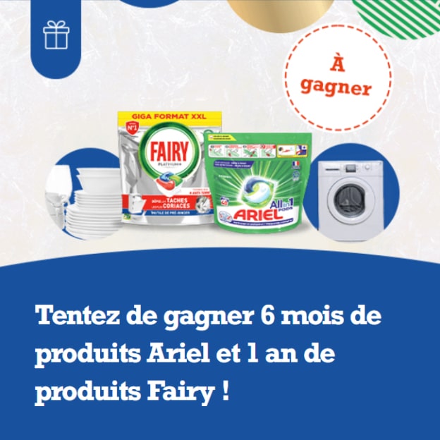 Jeu Envie de Plus : 15 lots de 105€ de capsules Fairy et Ariel