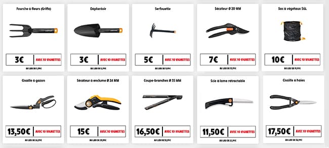 Vignettes Intermarché : Outils de jardin Fiskars à -50%