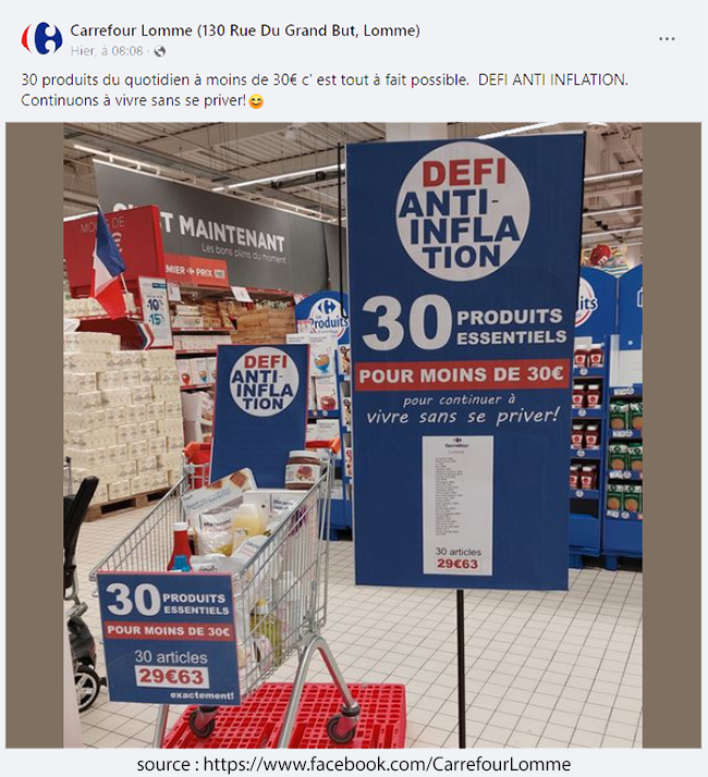 défi anti-inflation de Carrefour avec un panier spécial Pouvoir d’Achat de Carrefour