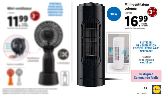 Mini ventilateur colonne SilverCrest à petit prix