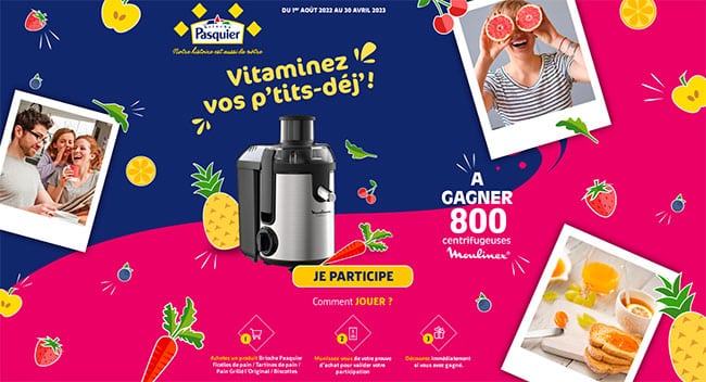 Gagnez une centrifugeuse Fruitelia+ de Moulinex avec Brioche Pasquier