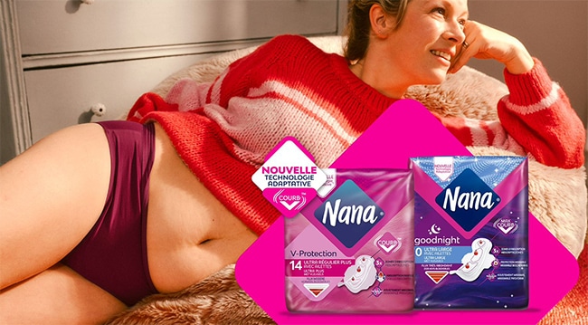 Testez gratuitement les serviettes hygiéniques Nana Courb-V avec TRND