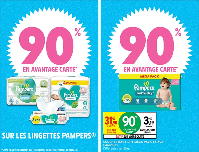 Promotion sur les couches Pampers chez Intermarché