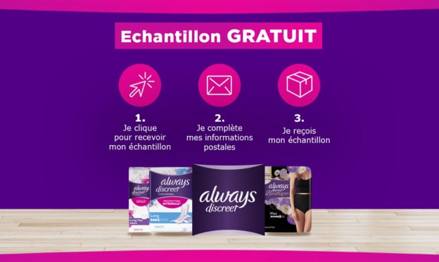 Echantillon Always Discreet pour fuites urinaires gratuits