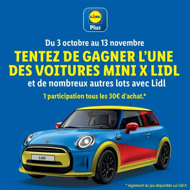 Jeu Lidl Plus : Des voitures Mini aux couleurs de Lidl à gagner !