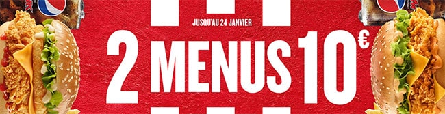 Double menu KFC moins chers