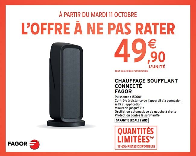 Chauffage d’appoint Fagor pas cher chez Intemarché