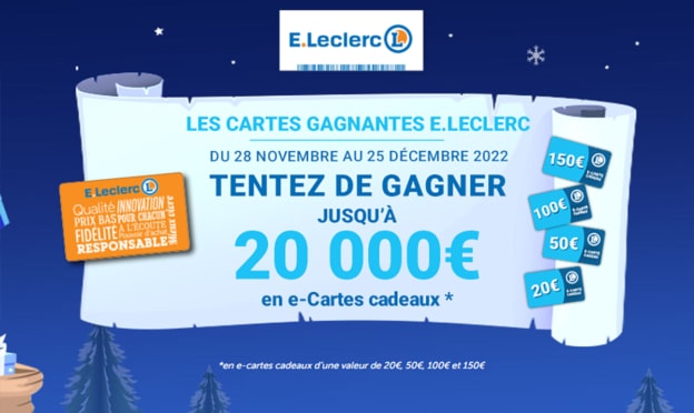 Jeu Les Cartes Gagnantes Leclerc : 20’000€ de e-cartes cadeaux