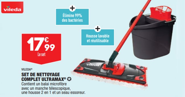 Balai microfibre + seau essoreur Ultramax Vileda à petit prix