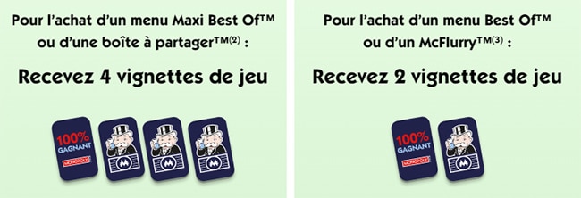 Les vignettes offertes du jeu Monopoly 2022 by McDonald’s