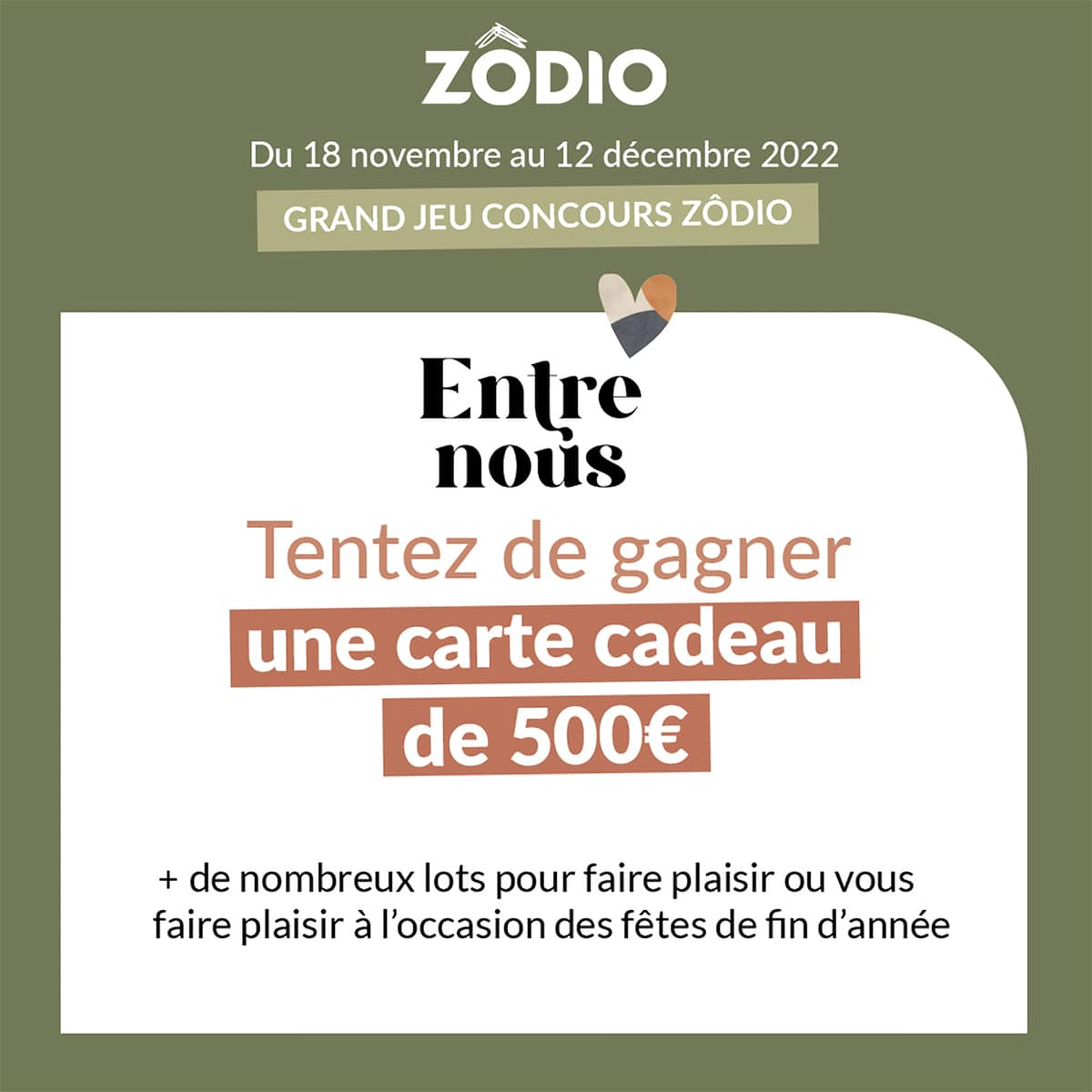 Jeu Zodio Carte cadeau de 500€ et autres lots à gagner