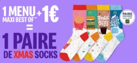 McDo : menu Maxi Best-of +1€ = Chaussettes Xmas Socks 2023 offertes