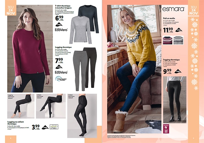 Collection de vêtements thermiques pas chers chez Lidl