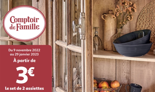 Vignettes Auchan : Vaisselle et plats Comptoir de Famille moins chère