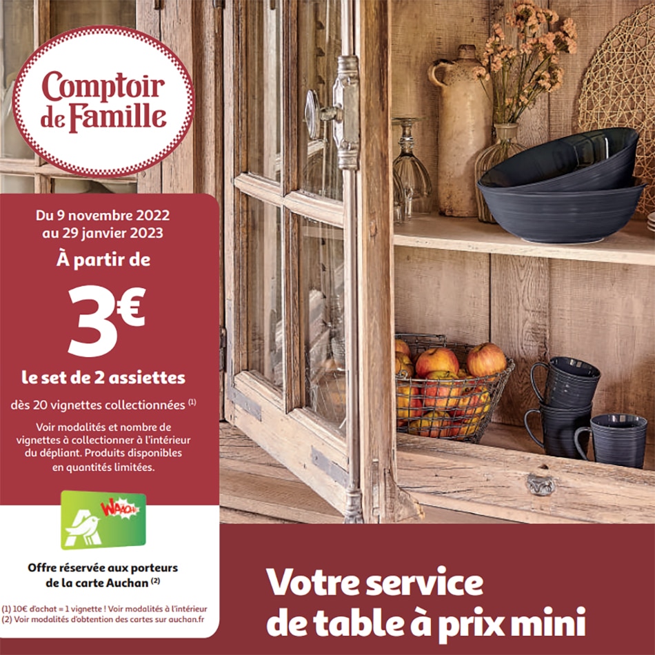 Vignette Auchan / Comptoir de Famille : Vaisselle & plats dès 3€