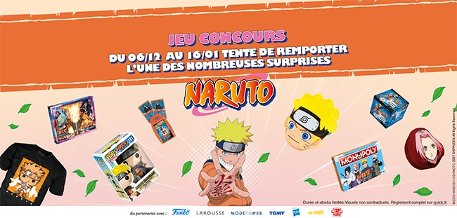 Remportez un cadeau avec le jeu Naruto de Quick