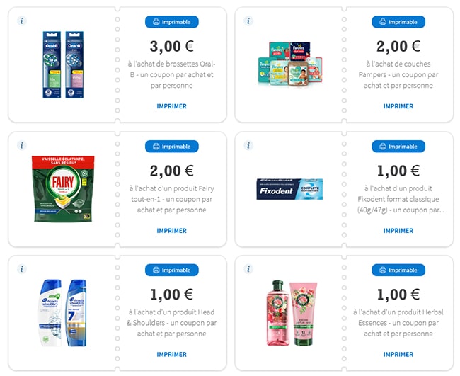 coupons de remise Procter & Gamble
