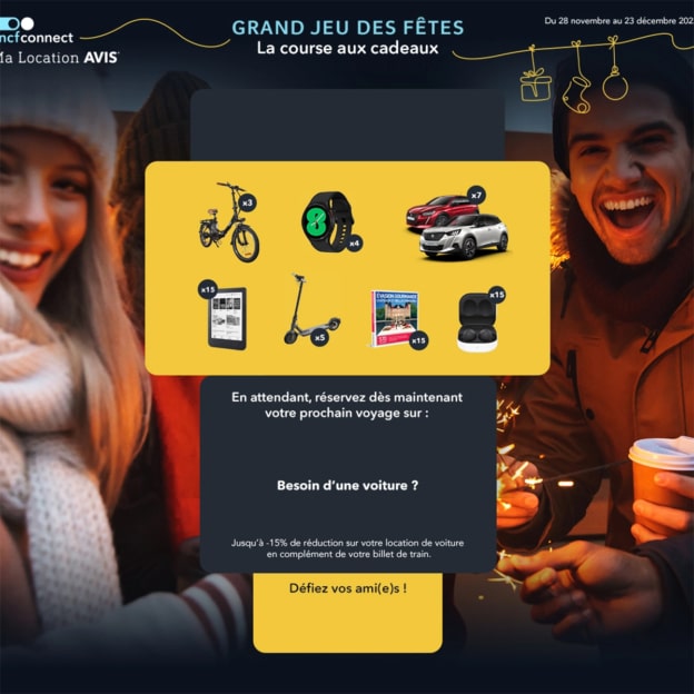 Jeu de Noël SNCF : Vélos / trottinettes électriques et autres lots à gagner