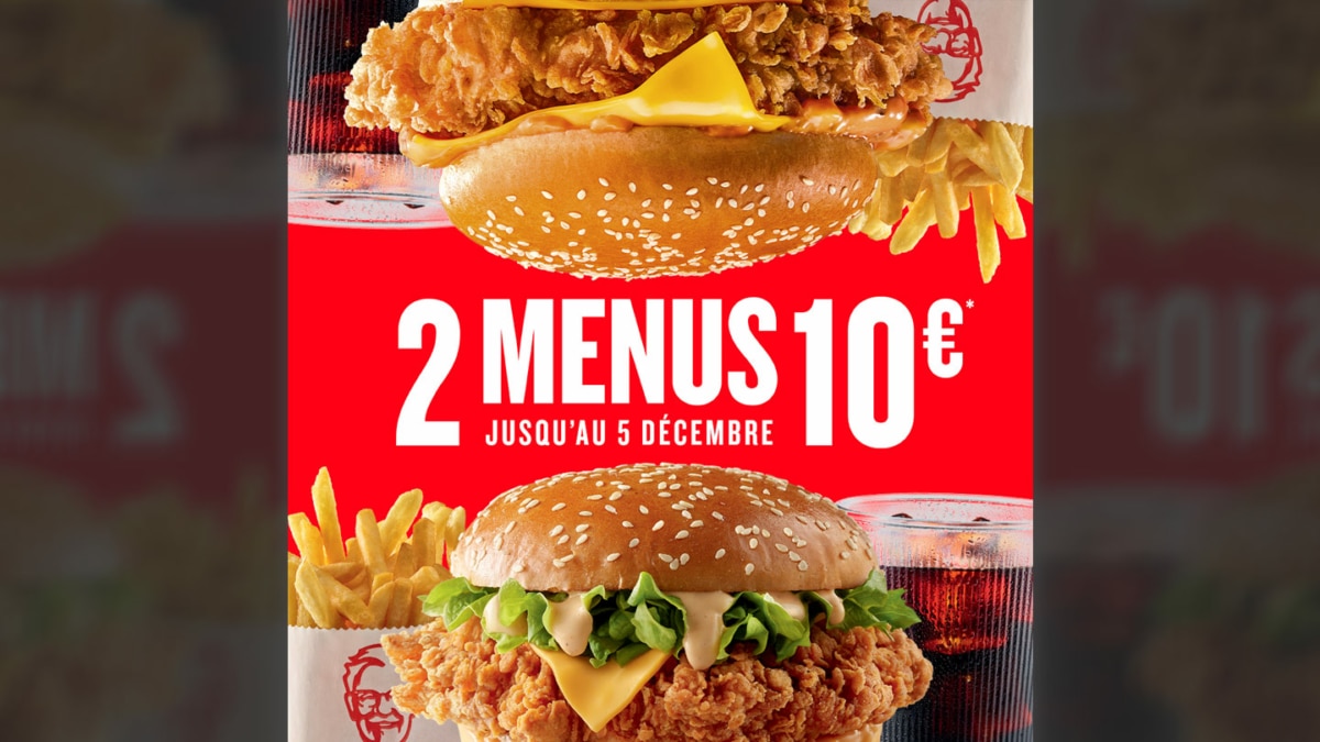 Bon plan KFC : 2 menus pour 10€ seulement