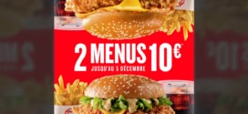 Bon plan KFC : 2 menus pour 10€ seulement