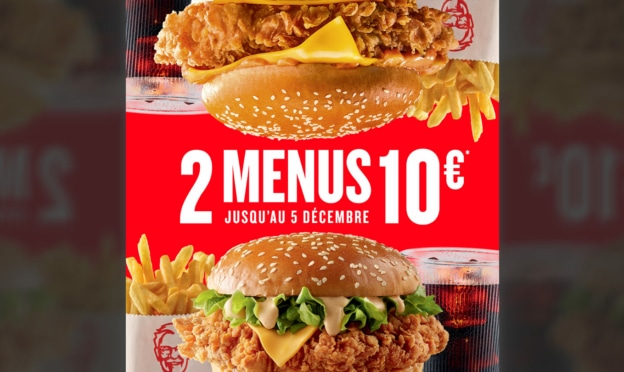 Bon plan KFC : 2 menus pour 10€ seulement