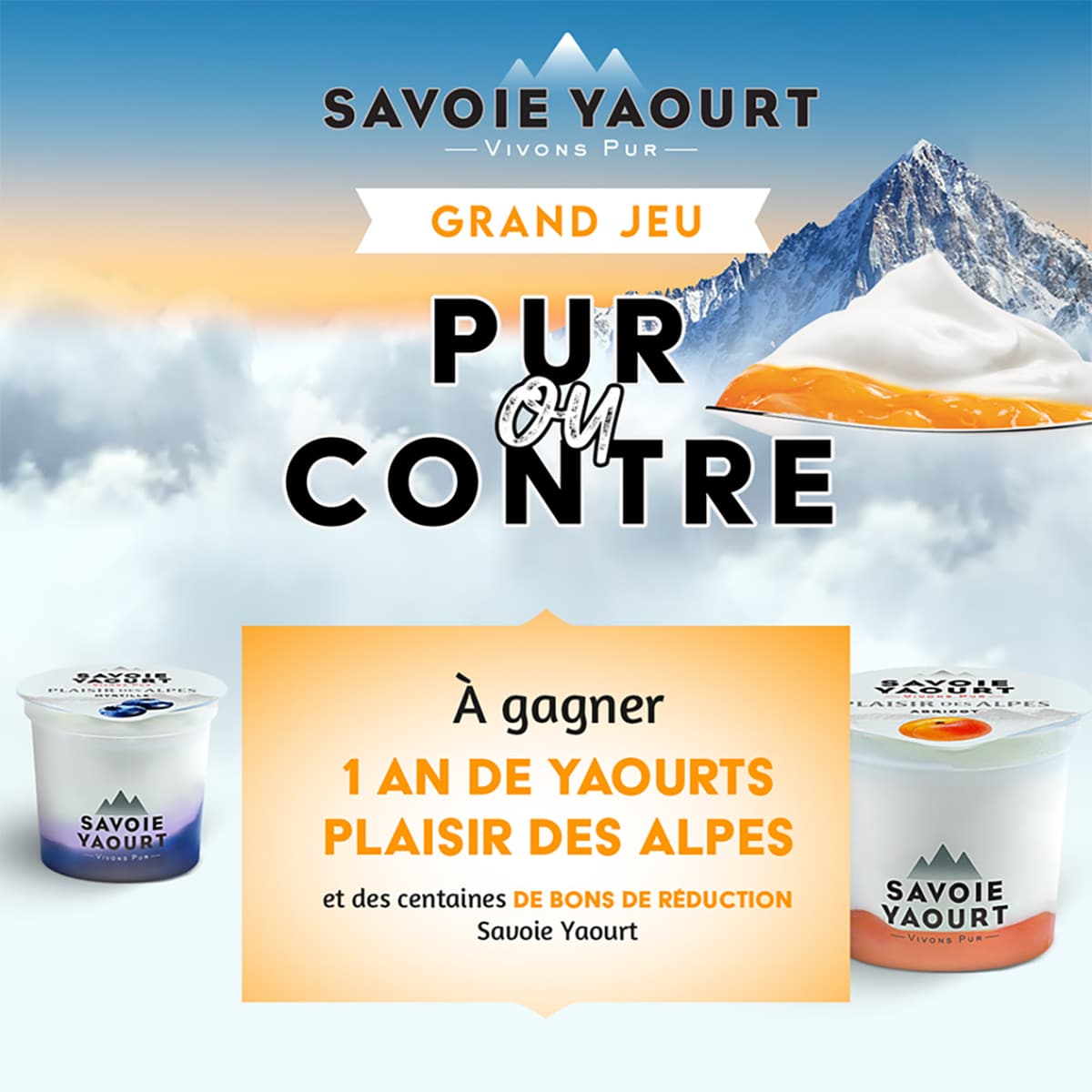Jeu Pur ou Contre 750 bons Savoie Yaourt de 3€ à gagner