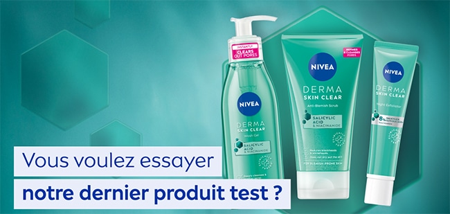 Gommages, soins exfoliant et gels nettoyants Derma Skin Clear de Nivea offerts