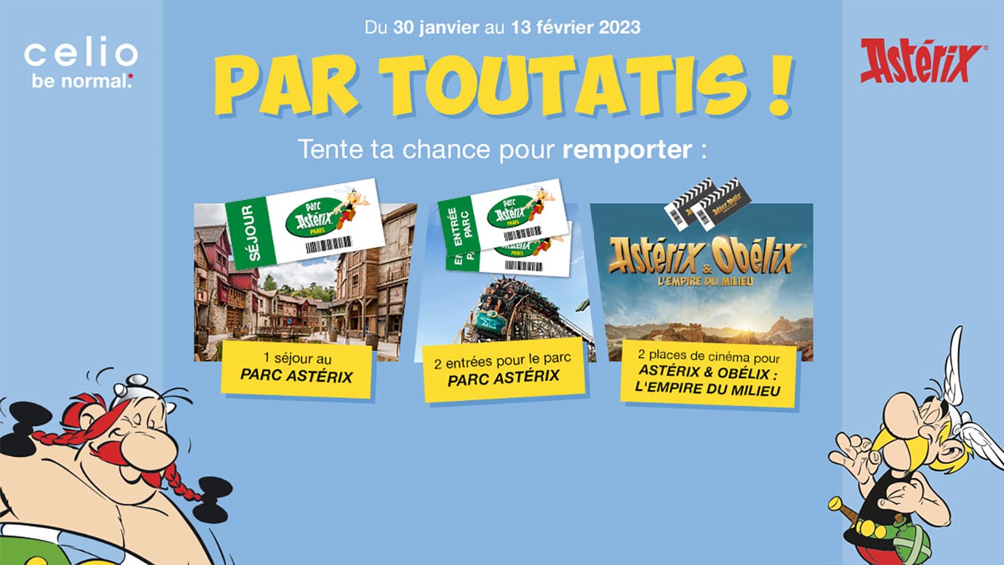 Jeu Celio Places de ciné, séjours et entrées au parc Astérix