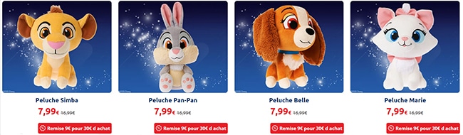 Peluches Disney moins chères chez Carrefour