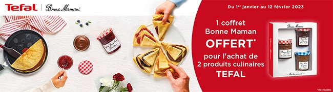 Recevez un coffret de 3 pots Bonne Maman offert pour l’achat de 2 produits Tefal