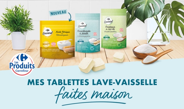 Test Carrefour Essential : 4’500 packs « tablettes lave-vaisselle » gratuits