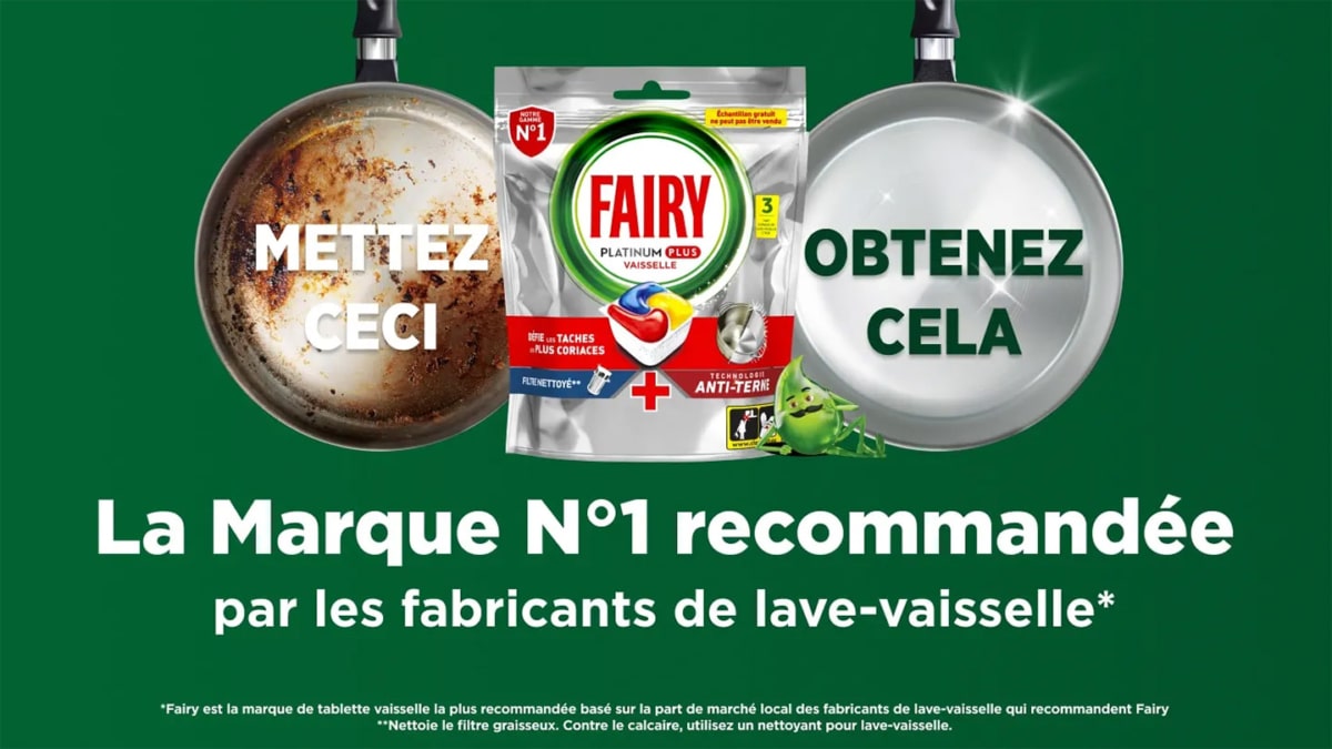 Échantillons gratuits de 3 capsules lave-vaisselle Fairy