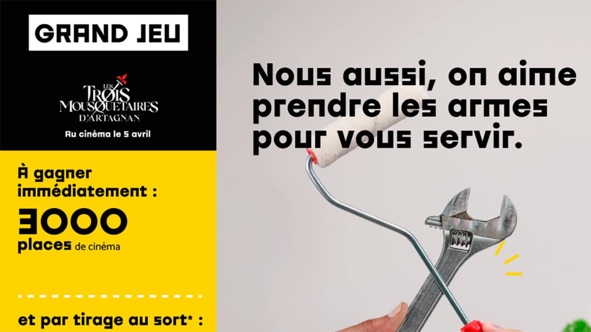 Jeu Bricorama 3 Mousquetaires : 3’000 places de ciné… à gagner