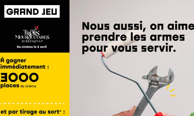 Jeu Bricorama 3 Mousquetaires : 3’000 places de ciné… à gagner