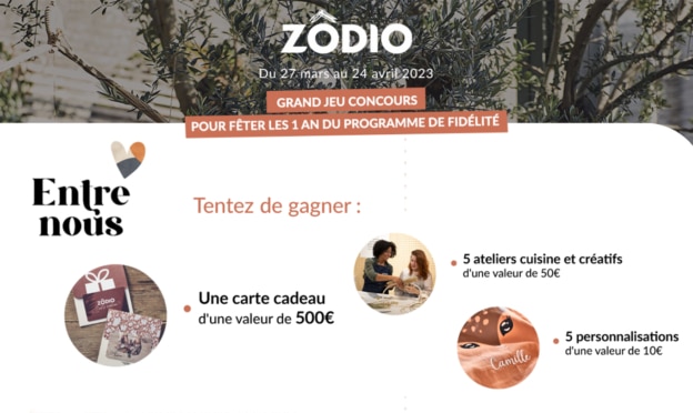 Jeu Zôdio : Cartes cadeaux, ateliers et personnalisations à gagner