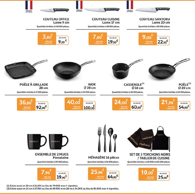 couteaux, poêles, casseroles et accessoires Top Chef à prix réduit chez Auchan