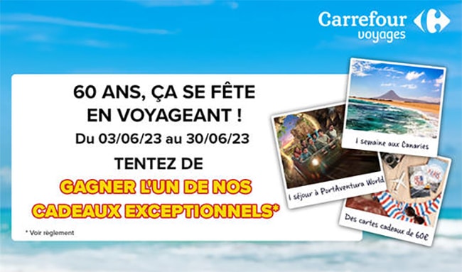 week-end pour 2 personnes en Italie avec le jeu anniversaire 60 ans Carrefour Voyages