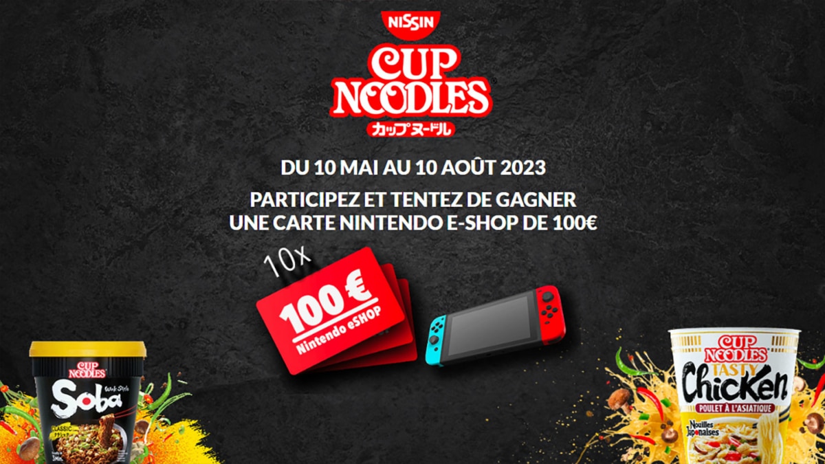 Jeu Nissin Cup Noodles : 10 cartes Nintendo e-Shop de 100€ à gagner
